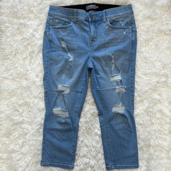 torrid Denim - Torrid Women's Crop Bombshell Skinny Jeans 18 High Rise Distressed Light Wash